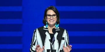 Lieutenant Governor of Minnesota Peggy Flanagan speaks on the first day of the Democratic National Convention at the United Center in Chicago, Illinois, on Aug. 19, 2024.