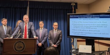 First Assistant U.S. Attorney Joe Thompson describes a sprawling fraud investigation involving state-run programs in Minnesota at a news conference Thursday in Minneapolis.