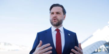 Vice President J.D. Vance speaks to reporters before boarding Air Force Two on Dec. 16, 2025, at Joint Base Andrews, Maryland.