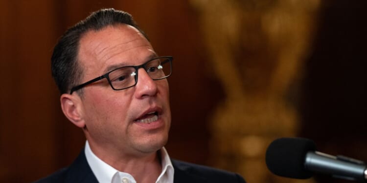 Pennsylvania Gov. Josh Shapiro sits for an interview with Washington Post reporter Colby Itkowitz at the Pennsylvania State Capitol on June 11, 2025.