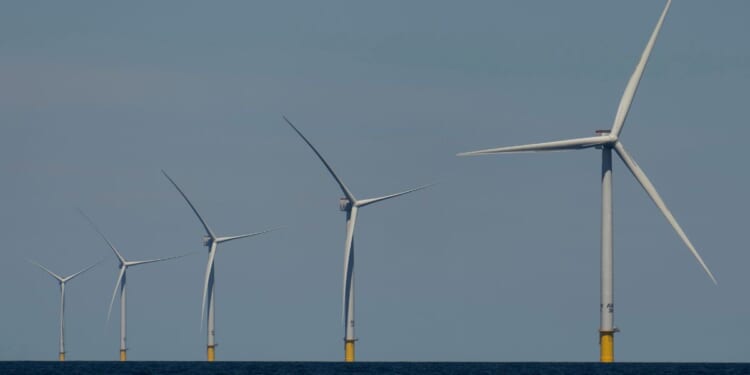 Wind turbines operate at Vineyard Wind 1 offshore wind farm off the coast of Massachusetts on July 19, 2025.