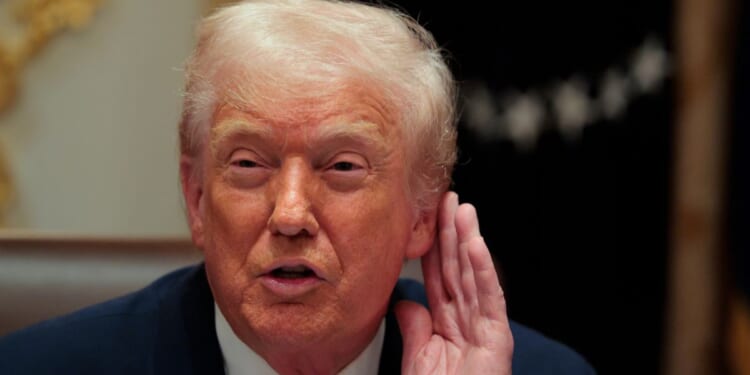 President Donald Trump gestures during a meeting of his Cabinet at the White House on Dec. 2, 2025, in Washington, D.C.