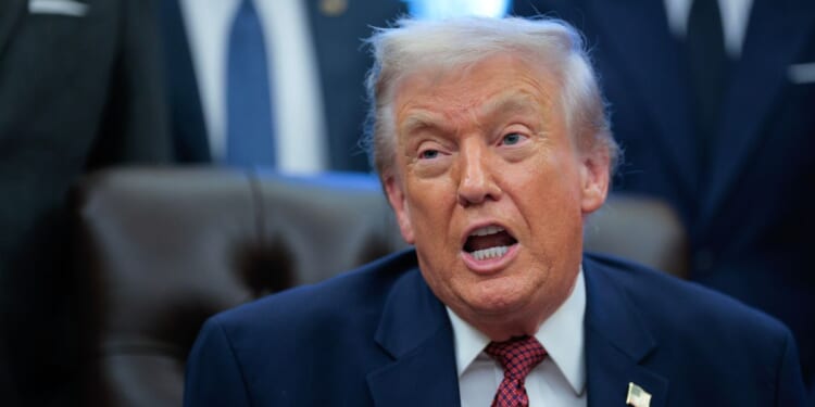 President Donald Trump announces changes to the country's fuel economy standards in the Oval Office at the White House on Dec. 3, 2025, in Washington, D.C.