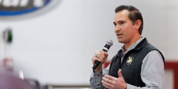 Republican congressional candidate Matt Van Epps speaks during a get out the vote event on Dec. 1, 2025, in Franklin, Tennessee.