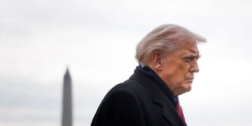 President Donald Trump speaks to reporters before boarding Marine One on the South Lawn at the White House on Dec. 13, 2025, in Washington, D.C.