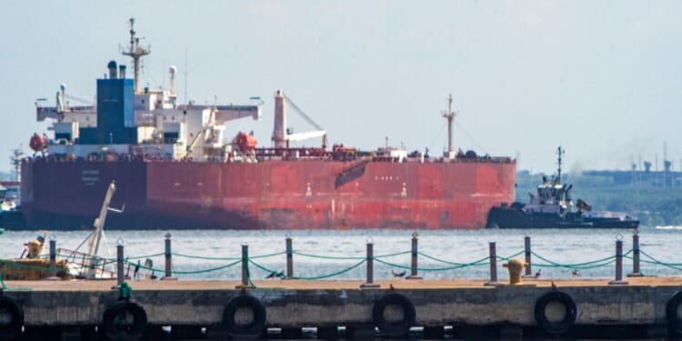 A crude oil tanker is anchored on Lake Maracaibo near Maracaibo, Zulia state, Venezuela, on Dec. 18, 2025.