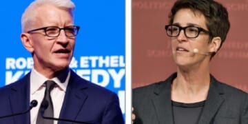 CNN's Anderson Cooper, left; and MS NOW's Rachel Maddow, right.