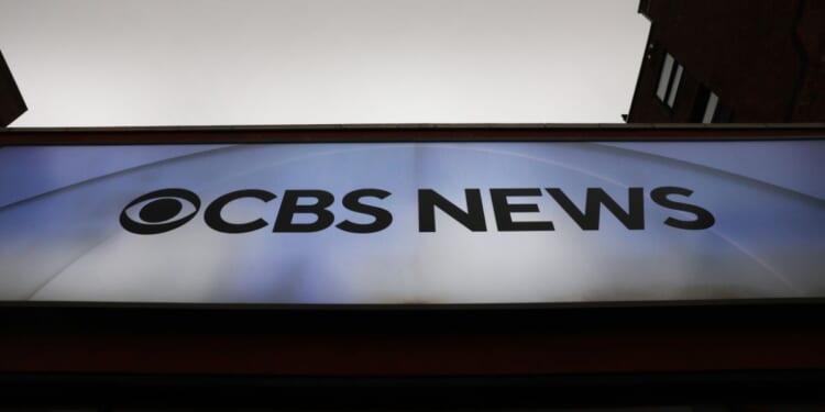 CBS News signage is seen in Manhattan on December 23, 2025 in New York City.