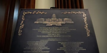 This Jan. 6, 2021, plaque was made to honor law enforcement. It's nowhere to be found at the Capitol
