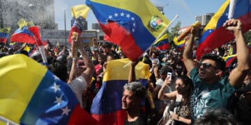Venezuelans living in Chile celebrate in Santiago on Jan. 3, 2026, after U.S. forces captured Venezuelan leader Nicolas Maduro after launching a "large scale strike" on Venezuela.