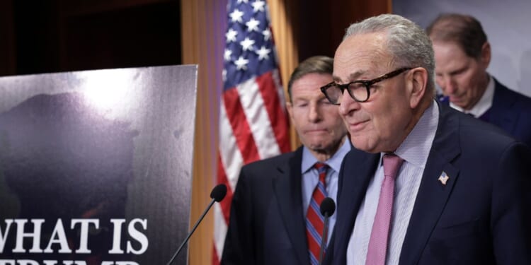 Senate Minority Leader Chuck Schumer speaks during a news conference at the U.S. Capitol on Dec. 16, 2025, in Washington, D.C.