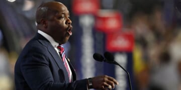 Rep Wesley Hunt speaks on stage during the first day of the Republican National Convention at the Fiserv Forum on July 15, 2024, in Milwaukee, Wisconsin.