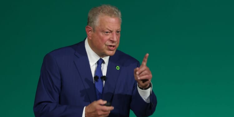 Former Vice President Al Gore presents the Climate TRACE global greenhouse gases emissions database on day four of the UNFCCC COP28 Climate Conference on Dec. 3, 2023, in Dubai, United Arab Emirates.