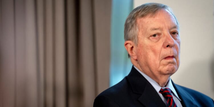 Dick Durbin attends a news conference in Copenhagen, Denmark, on Jan. 17, 2026.