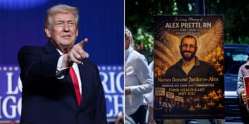 President Donald Trump played footage of Alex Pretti reportedly harassing ICE, aggressively impeding ICE operations, and spitting at and kicking ICE vehicles over a Democrat-made eulogy for him.