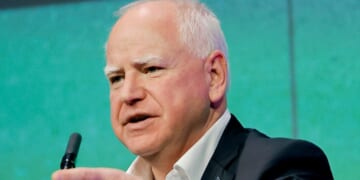 Minnesota Gov. Tim Walz seen in a March photo, made yet another ridiculous claim, this time involving Holocaust victim Anne Frank.