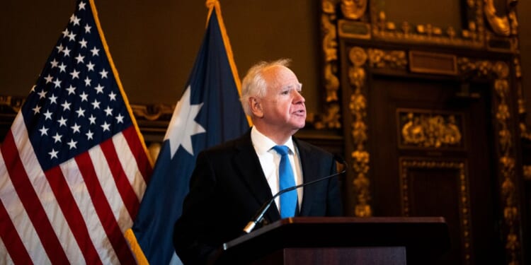 Minnesota Gov. Tim Walz speaks during a press conference at the State Capitol building on Jan. 5, 2026, in St. Paul, Minnesota.