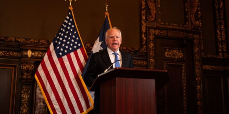 Minnesota Governor Tim Walz speaks during a news conference in the State Capitol building in St. Paul, Minnesota, on Jan. 5, 2026.