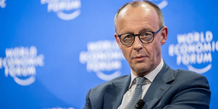 German chancellor Friedrich Merz, seen at the 2025 World Economic Forum annual meeting in Davos, Switzerland, is one of the European leaders who have expressed interest in activating the EU's "trade bazooka" against the United States.