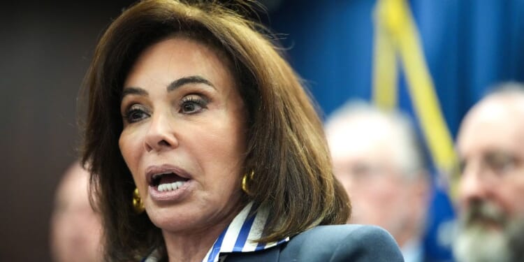U.S. Attorney Jeanine Pirro speaks at a news conference announcing arrests in the murder of Congressional intern Eric Tarpinian-Jachym, at the U.S. Attorney's Office on Sept. 5, 2025, in Washington, D.C.