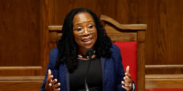Supreme Court Justice Kentanji Brown Jackson speaks at the 60th Commemoration of the 16th Street Baptist Church bombing on Sept. 15, 2023 in Birmingham, Alabama.