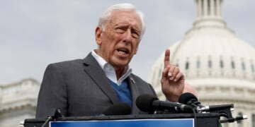 Rep. Steny Hoyer, a Maryland Democrat, speaks outside the U.S. Capitol in a file photo from March 28. Hoyer, 86, the third-longest serving Democrat in the House, has announced he will not run for re-election.