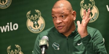 NBA Coach Doc Rivers speaks at a news conference in Atlanta, Georgia, on March 4, 2025.