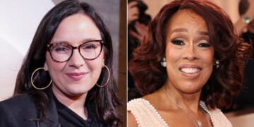 CBS editor in chief Bari Weiss, left, is pondering a reassignment for "CBS Mornings" co-host Gayle King, right.
