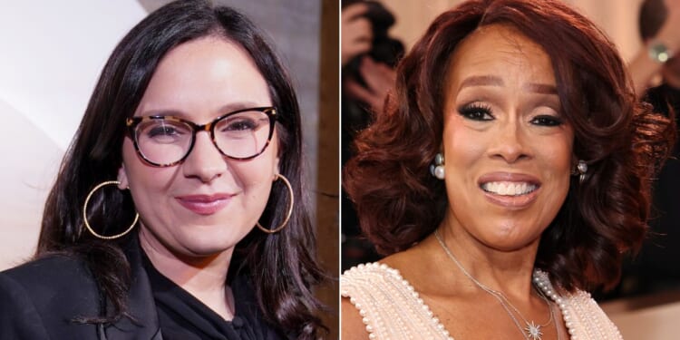 CBS editor in chief Bari Weiss, left, is pondering a reassignment for "CBS Mornings" co-host Gayle King, right.