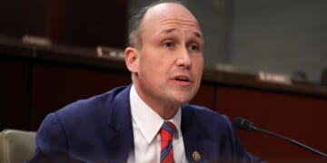 Rep. Nick Langworthy, a New York Republican seen in a file photo dated March 5, closed his district office in Jamestown, New York, citing “credible threats and calls for violence.”