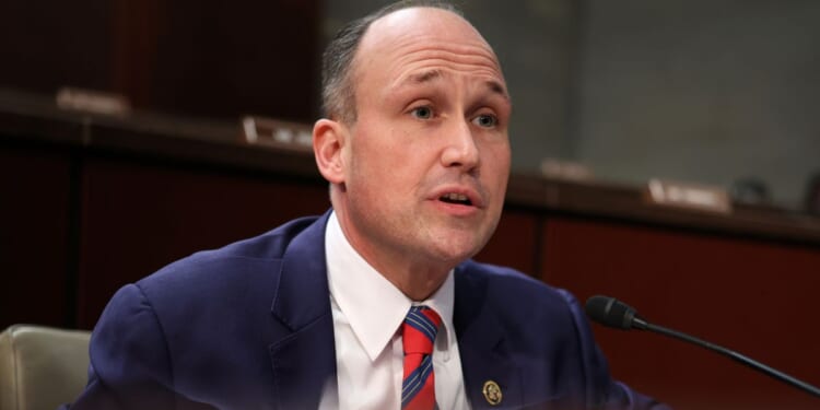 Rep. Nick Langworthy, a New York Republican seen in a file photo dated March 5, closed his district office in Jamestown, New York, citing “credible threats and calls for violence.”