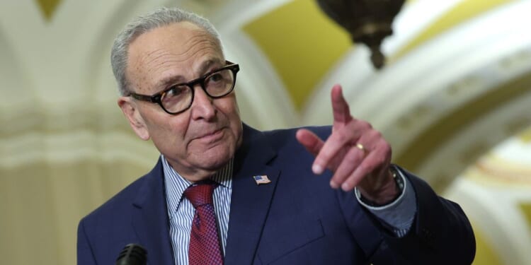 Senate Minority Leader Chuck Schumer speaks to the media following the weekly Senate policy luncheons at the U.S. Capitol on Jan. 13, 2026, in Washington, D.C.