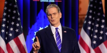 Treasury Secretary Scott Bessent speaks Wednesday during the annual meeting of the World Economic Forum in Davos, Switzerland.