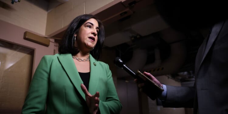 Rep. Nicole Malliotakis, a Republican from New York, speaks to reporters as she arrives for a House Republican Conference meeting at the U.S. Capitol on March 11, 2025, in Washington, D.C.