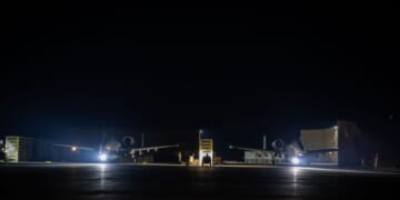 In this handout photo in an undisclosed location, U.S. A-10 Thunderbolt IIs prepare to taxi in support of Operation Hawkeye Strike at a base in the U.S. Central Command area of responsibility on Dec. 19, 2025.