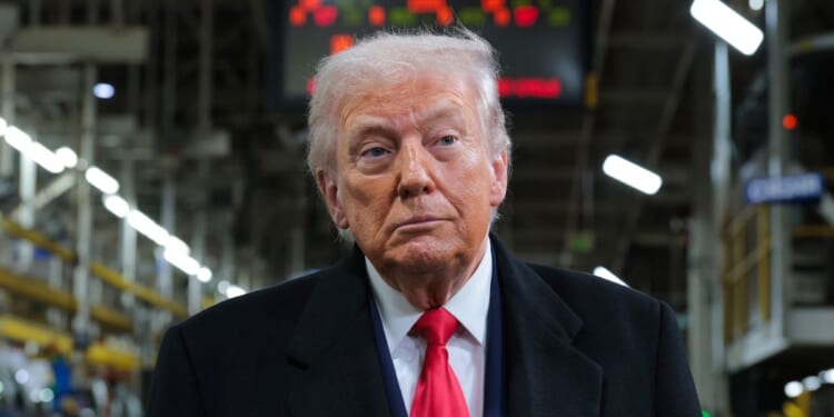 President Donald Trump tours the Ford River Rouge Complex on Jan. 13, 2026, in Dearborn, Michigan.