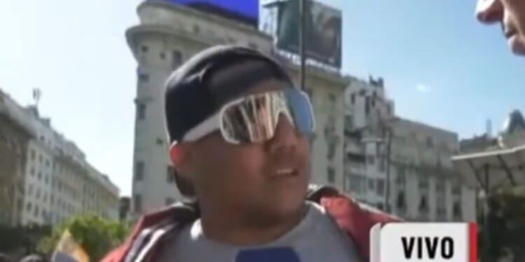 A Venezuelan man in Buenos Aires, Argentina, gives his opinion on the U.S. arrest of Venezuelan dictator Nicolas Maduro on Jan. 3, 2026.