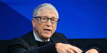 Microsoft co-founder and philanthropist Bill Gates gestures as he speaks during the World Economic Forum annual meeting in Davos on Jan. 21, 2026.