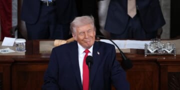 President Donald Trump delivers his State of the Union address during a joint session of Congress at the U.S. Capitol on Feb. 24, 2026, in Washington, D.C.