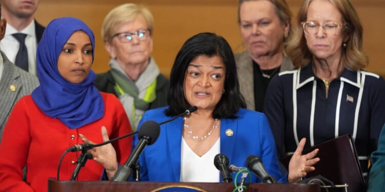 Rep. Pramila Jayapal speaks during a press conference in St. Paul, Minnesota, on Jan. 16, 2026.