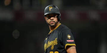 Tommy Pham of the Pittsburgh Pirates looks on during a baseball game against the Cincinnati Reds at Great American Ball Park on Sept. 24, 2025, in Cincinnati, Ohio.