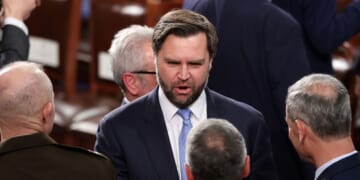 Vice President J.D. Vance arrives for the State of the Union address during a joint session of Congress on Feb. 24, 2026, in Washington, D.C.