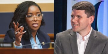Rep. Jasmine Crockett of Texas, left, tried to bring up racism allegations against her U.S. Senate primary opponent, state Rep. James Talarico, but it turns out she's on the record using the same language she's accusing Talarico of using.