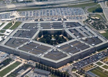 An aerial view of the Pentagon complex and the surrounding area.