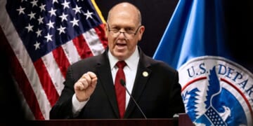 White House border czar Tom Homan speaks at a news conference Wednesday in Minneapolis, Minnesota. Homan announced that 700 immigration enforcement personnel would be withdrawn from Minnesota, effective immediately.
