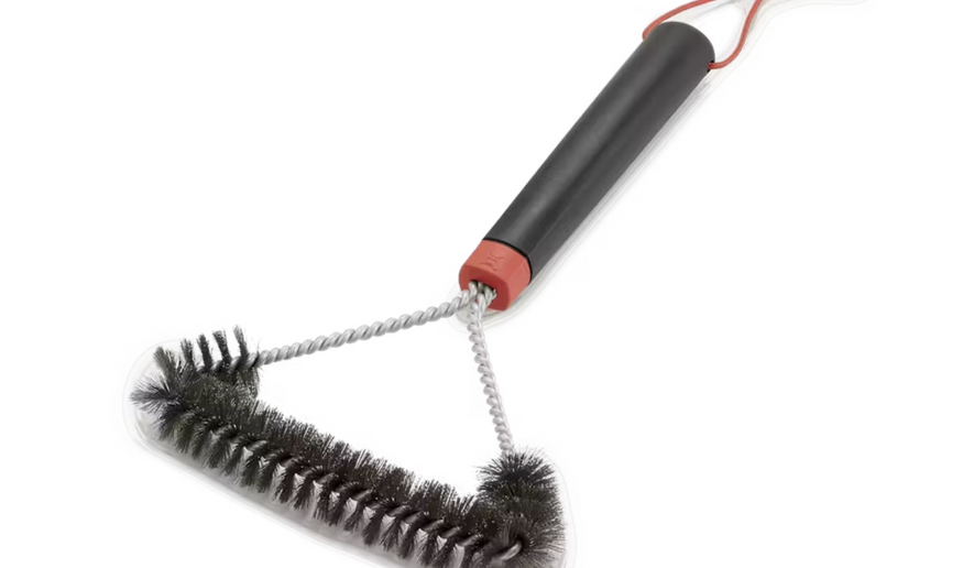 Weber 12” black plastic handle with red ring stamped with grill logo under recall. (Credit: Weber)