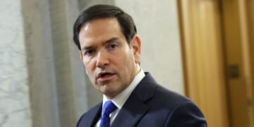 Secretary of State Marco Rubio arrives to deliver congressional briefings on Iran at the U.S. Capitol on March 3, 2026, in Washington, D.C.