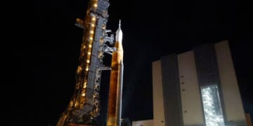 NASA hauls its repaired moon rocket from the hangar back to the pad for an early April launch