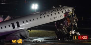 Pilot and copilot killed in collision between jet and fire truck at New York’s LaGuardia Airport