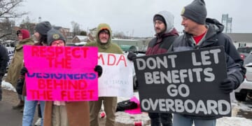 Hundreds go on strike at major Navy shipbuilder in Maine over wages and benefits